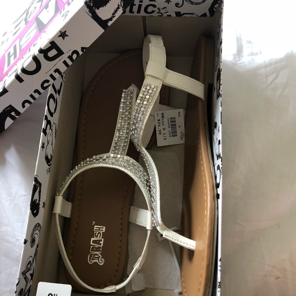 white and silver jeweled strapy sandals